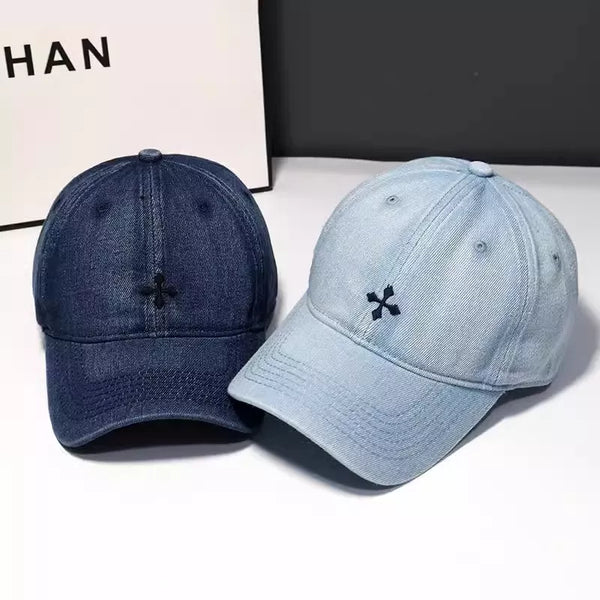 Denim embroidered baseball cap - product photo 1