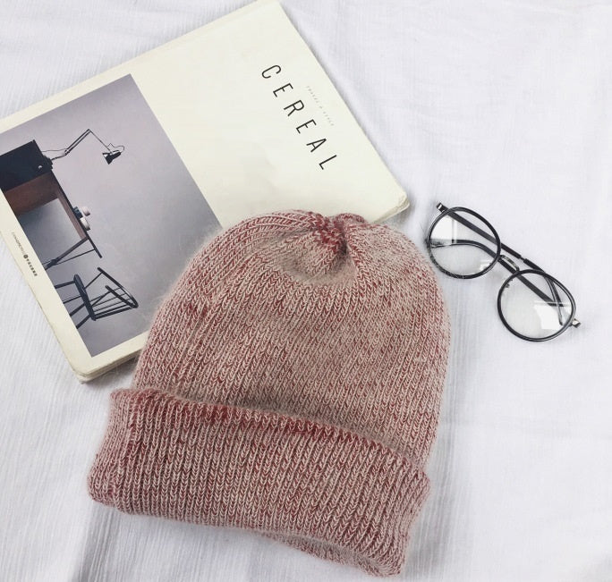 Unisex Grey Rabbit Wool Ribbed Winter Beanies color option display