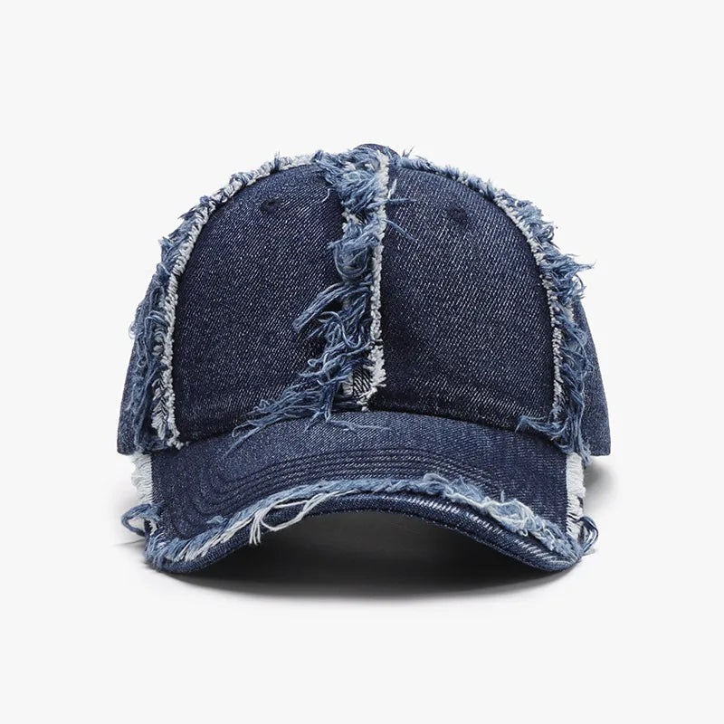 Light raw hem baseball cap neutral front angle