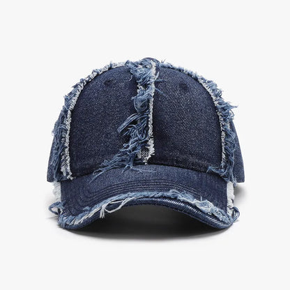 Light raw hem baseball cap neutral front angle