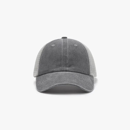 Gray cotton mesh baseball cap curved brim detail