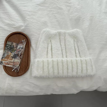 Women's Wine Red Cute Cat Ear Knitted Beanie Hat color option photo 06