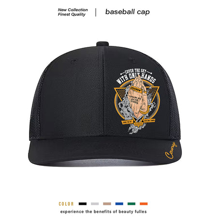 Grey polyester mesh trucker cap product view