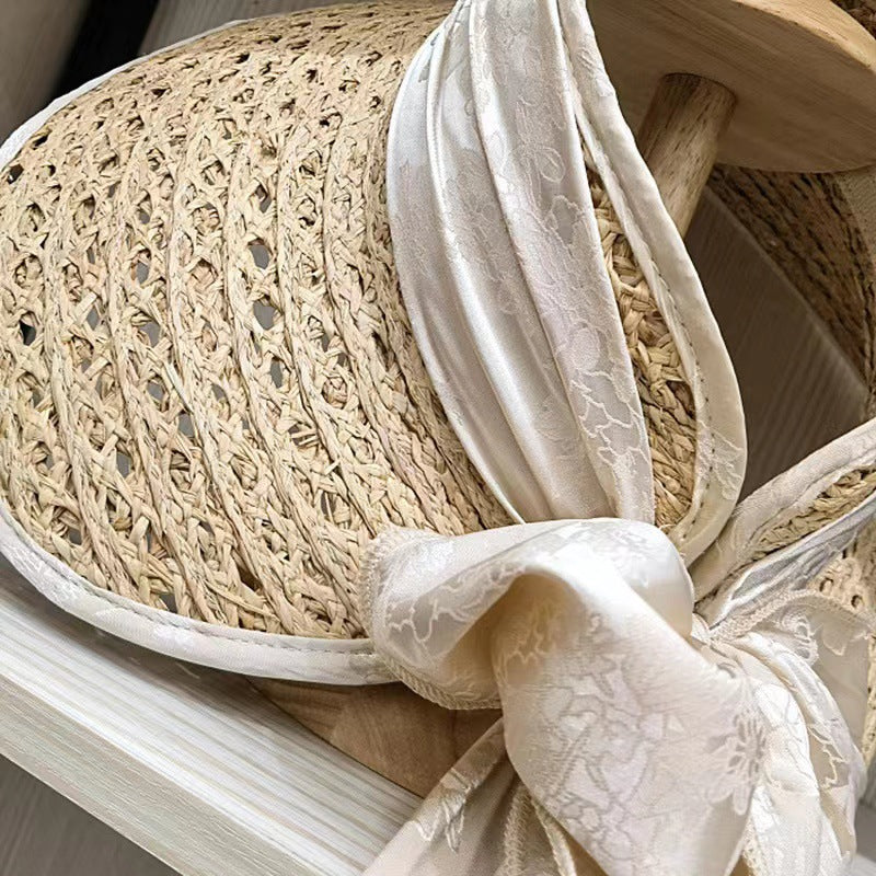 Womens wide brim straw sun visor hat - product photo 4