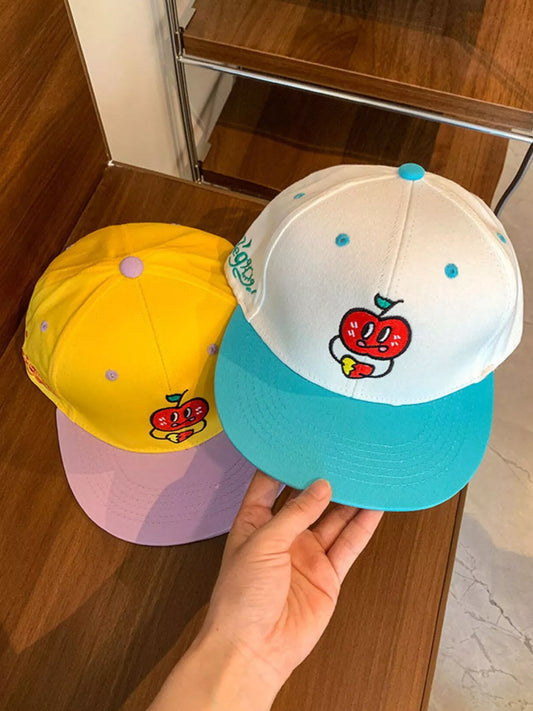 Cartoon apple embroidered baseball cap - product photo 1