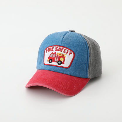 Red blue adjustable kids cap embroidered patch