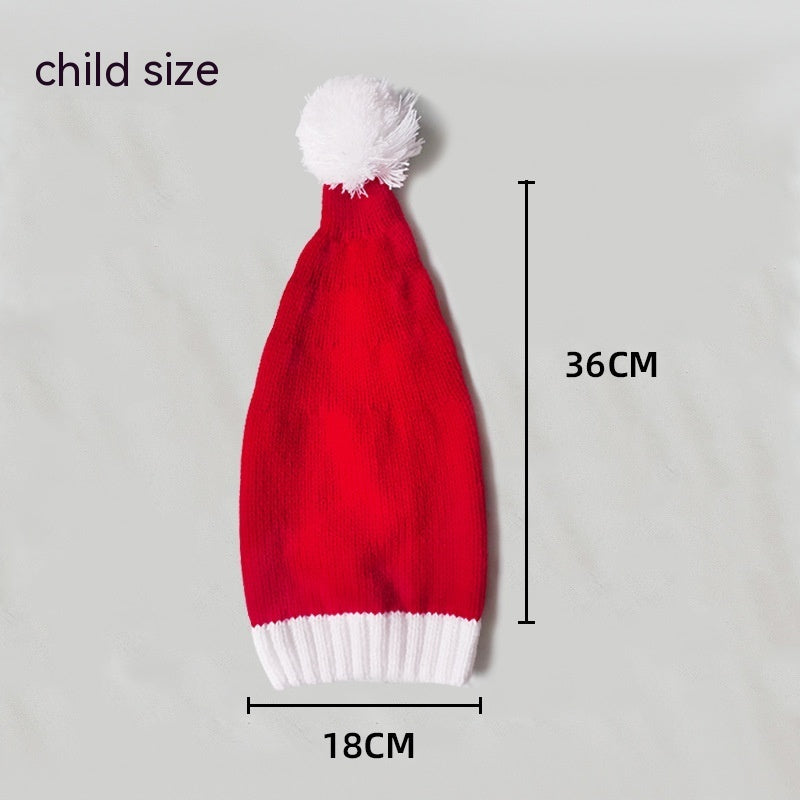 Unisex Family Christmas Pom Pom Knit Hat - Red texture close-up