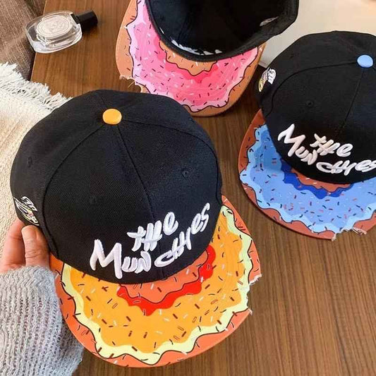 Unisex Embroidered Donut Brim Snapback Cap