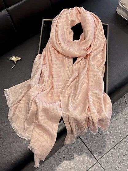 Unisex Raw Hem Lightweight Scarf in Blue - color detail 5