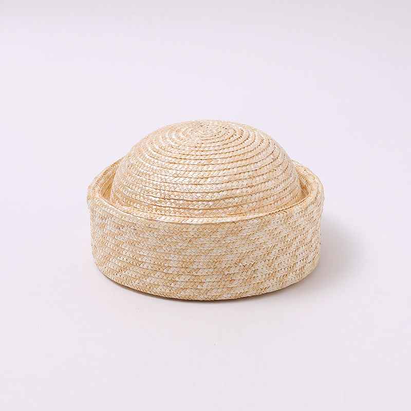 Adjustable woven straw docker hat rear profile