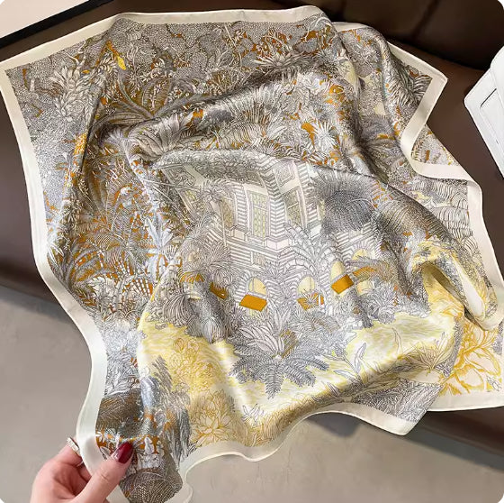 Women's mulberry silk square scarf - product photo 6