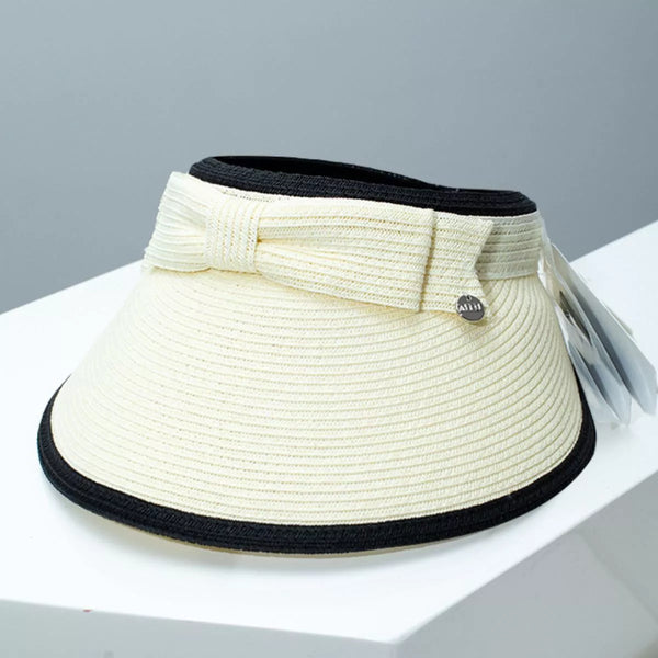 Bowknot straw sun visor hat image 1