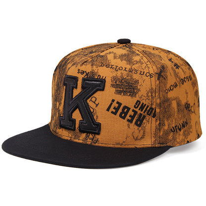 Adjustable flat-brim K snapback rear view