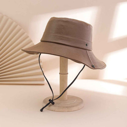 Unisex Wide Brim Fishing Bucket Hat with Chin Strap