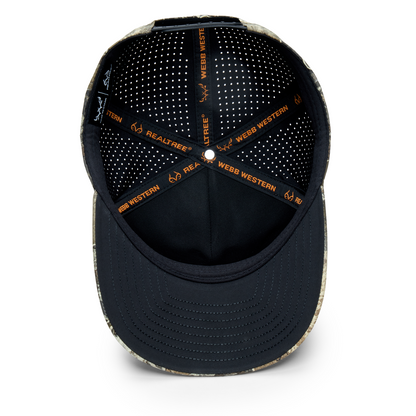 Webb Western EXCAPE® (brown) cap, interior view showing the sweatband and crown seams