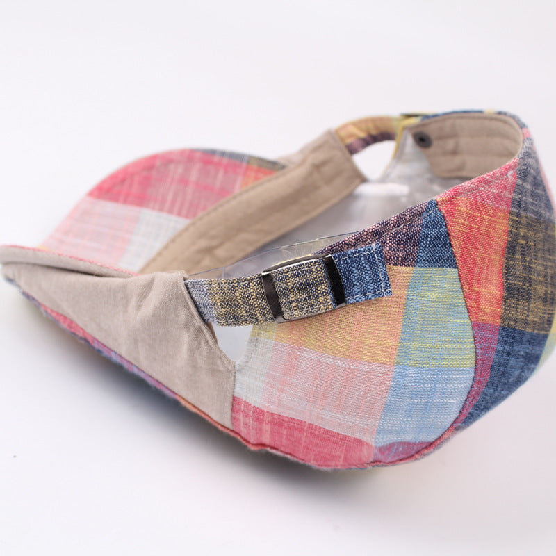 Unisex plaid cotton linen flat cap - product photo 7