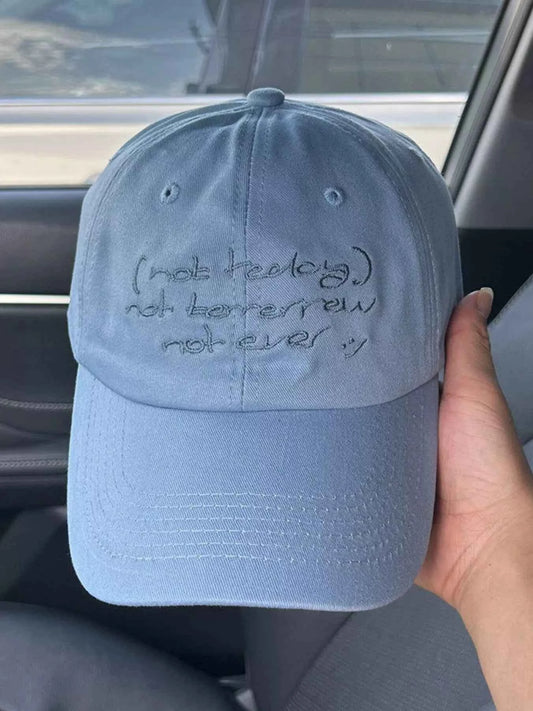 Unisex handwritten slogan embroidered baseball cap - light blue view