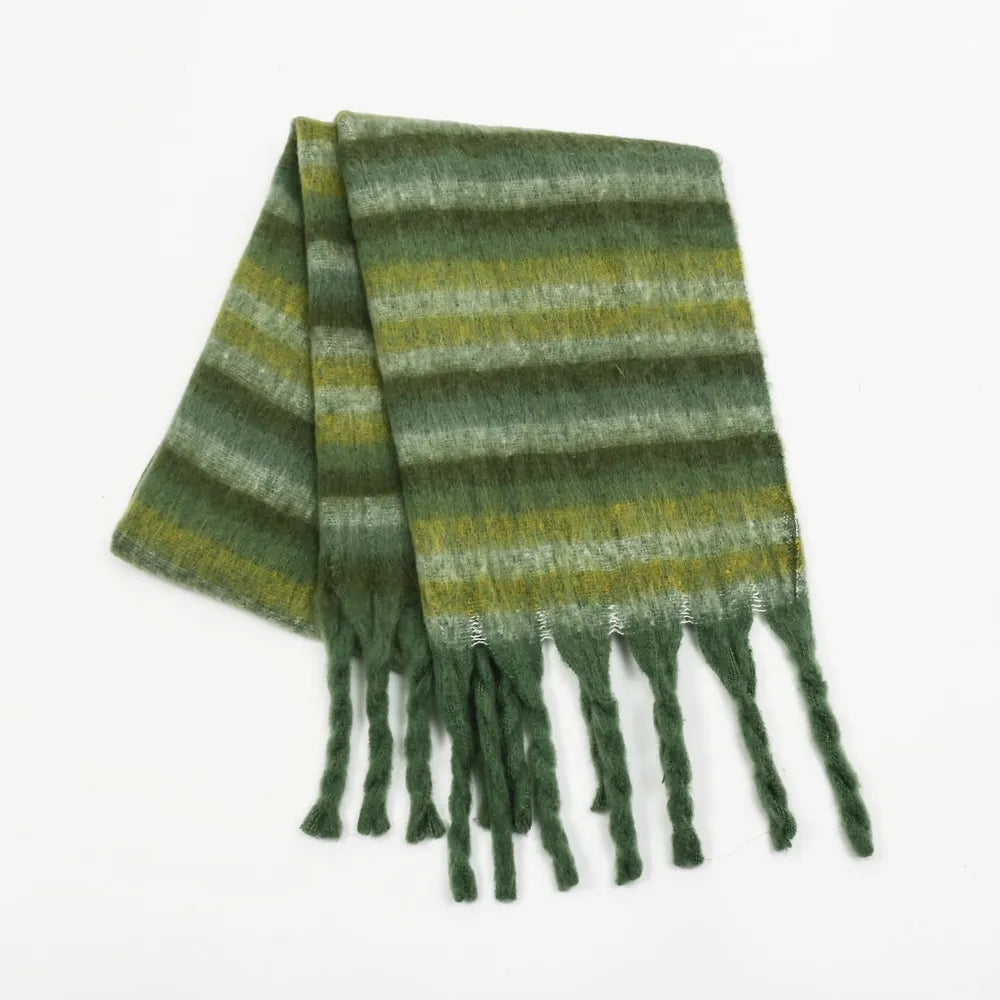 Contrast stripe fringe scarf - product photo 5