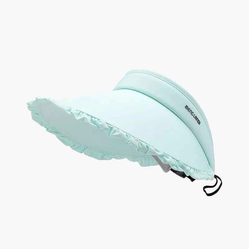 Light blue frill ice silk sun hat wide brim view