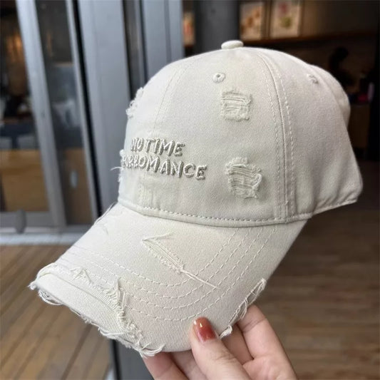 Distressed embroidered baseball cap - product photo 2