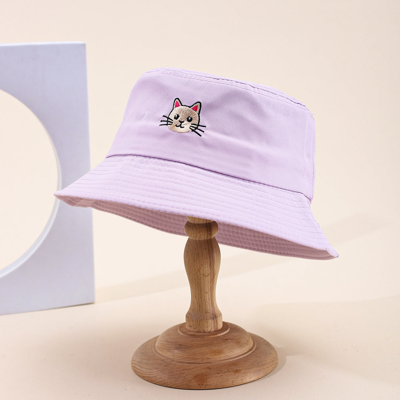 Soft knit bucket hat crown and brim detail