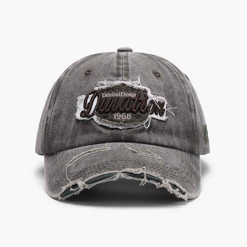 Unisex Distressed Embroidered Washed Cotton Baseball Cap