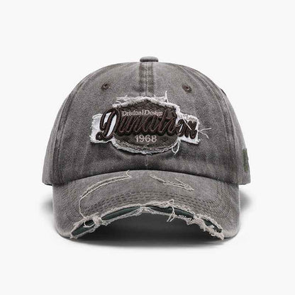 Unisex Distressed Embroidered Washed Cotton Baseball Cap
