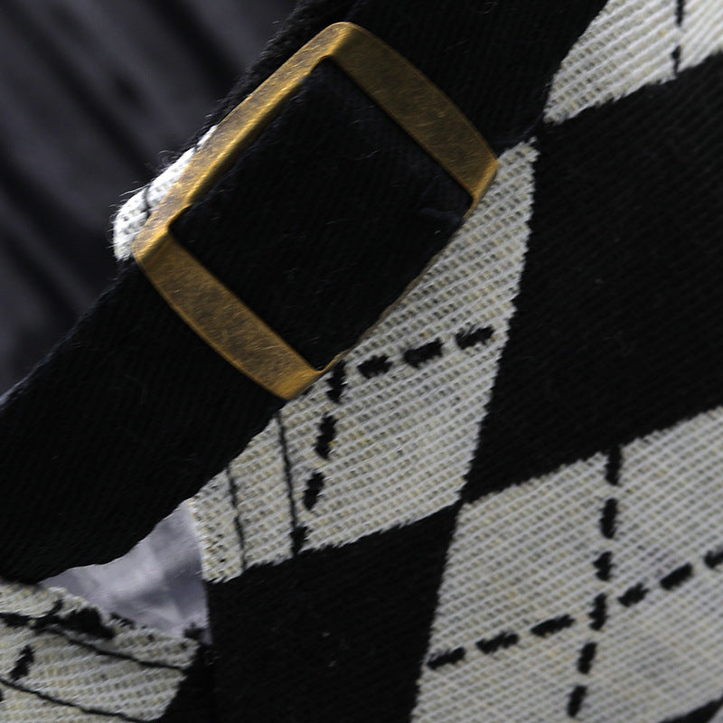 Mens retro plaid short brim flat cap - product photo 9