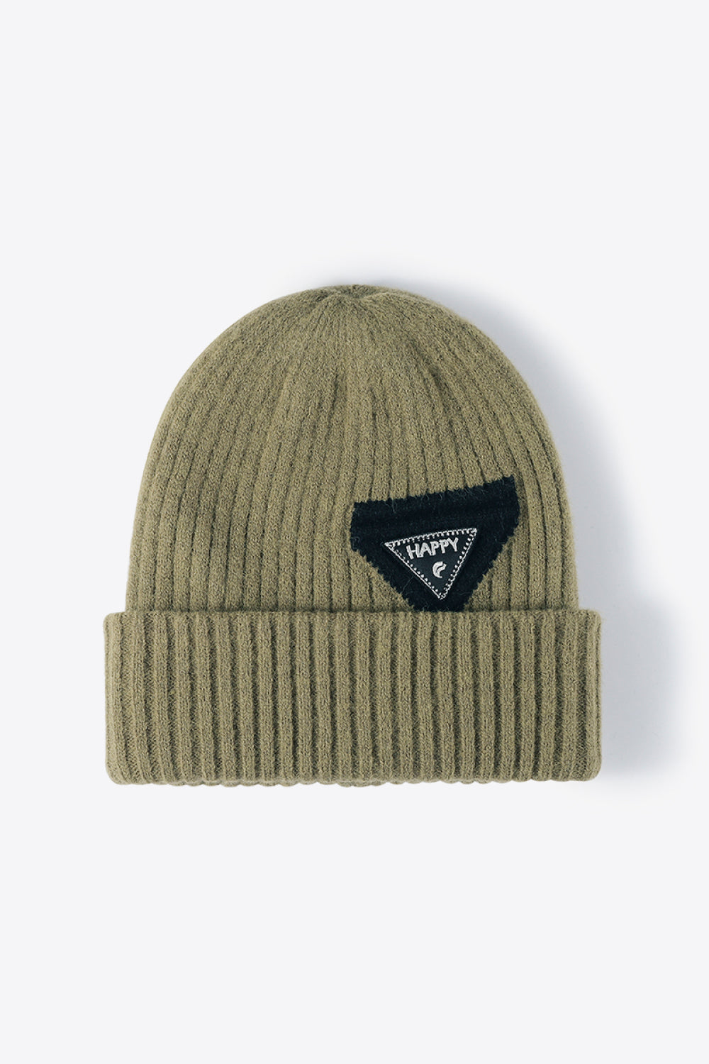 Black HAPPY contrast beanie clean studio angle