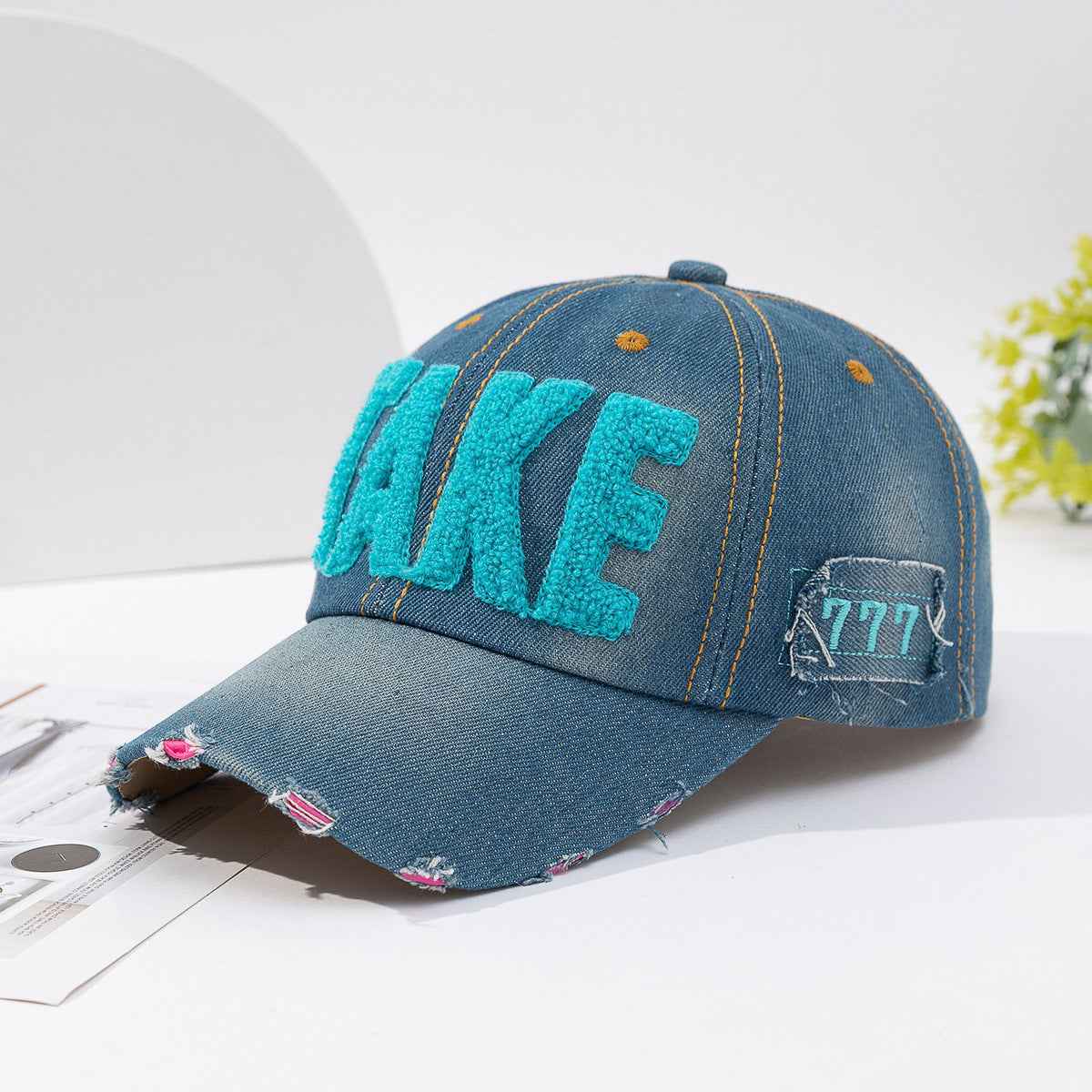 Unisex TAKE Chenille Embroidered Distressed Baseball Cap