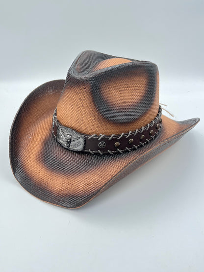 Unisex 22 Western Printed Straw Cowboy Hat premium product view