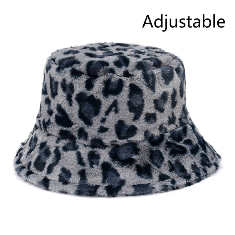 Unisex faux fur animal print bucket hat - product photo 16