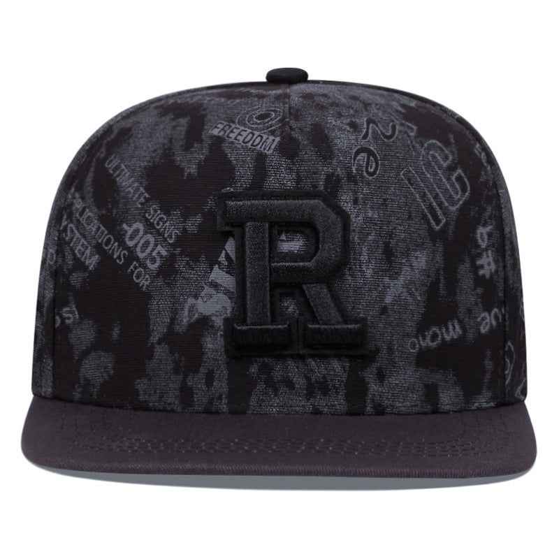 Unisex R patch snapback structured crown detail