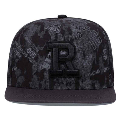 Unisex R patch snapback structured crown detail