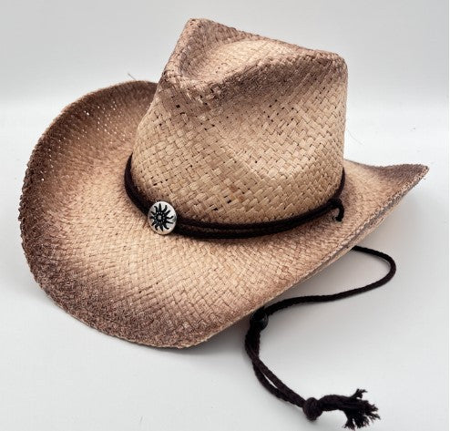 Unisex 18 Western Printed Straw Cowboy Hat brim detail