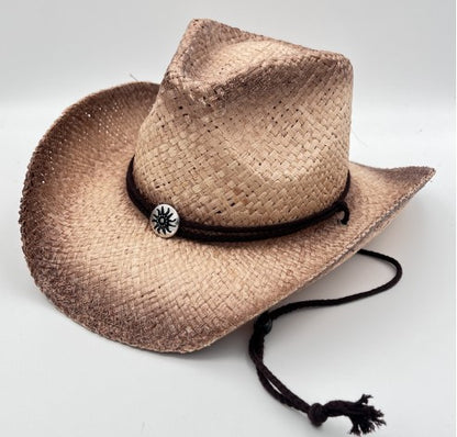 Unisex 18 Western Printed Straw Cowboy Hat brim detail