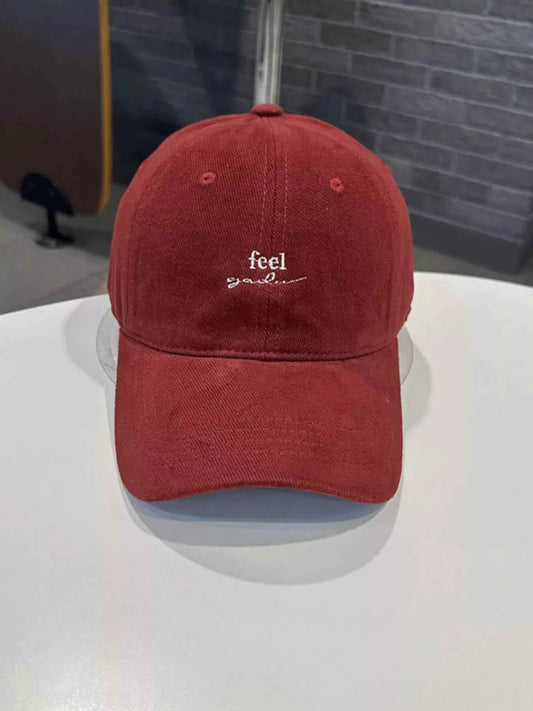 Minimal Script Embroidered Cotton Baseball Cap