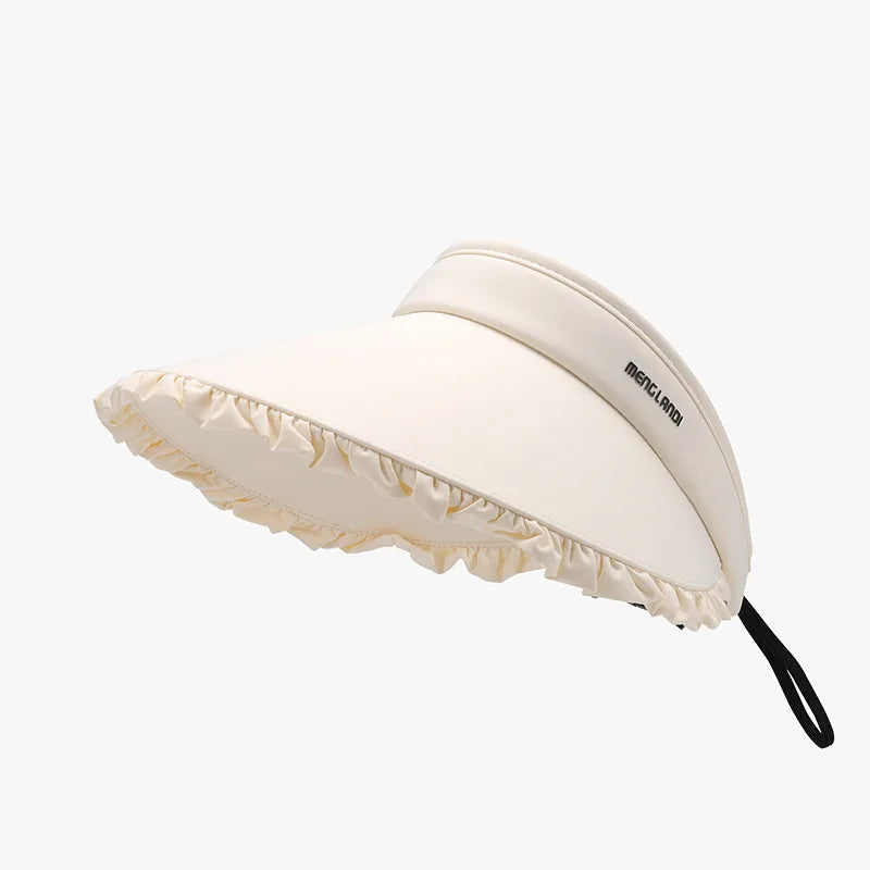 Frill sun hat adjustable fit and brim detail