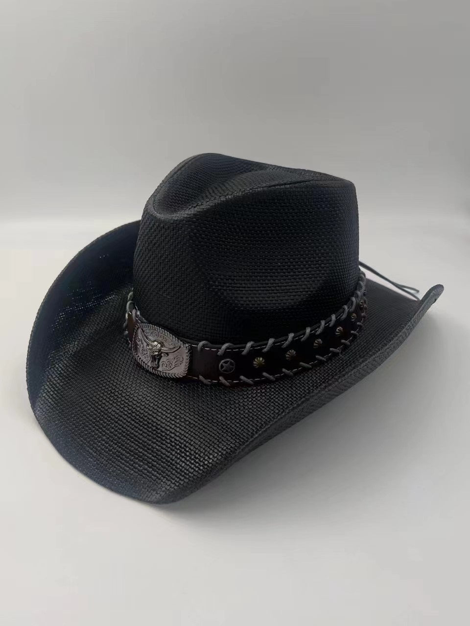 Unisex 03 Western Printed Straw Cowboy Hat front view