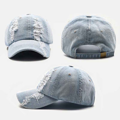 Unisex Distressed Washed Denim Baseball Caps