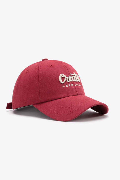 Burnt umber CREATE NEW LIFE adjustable cap view