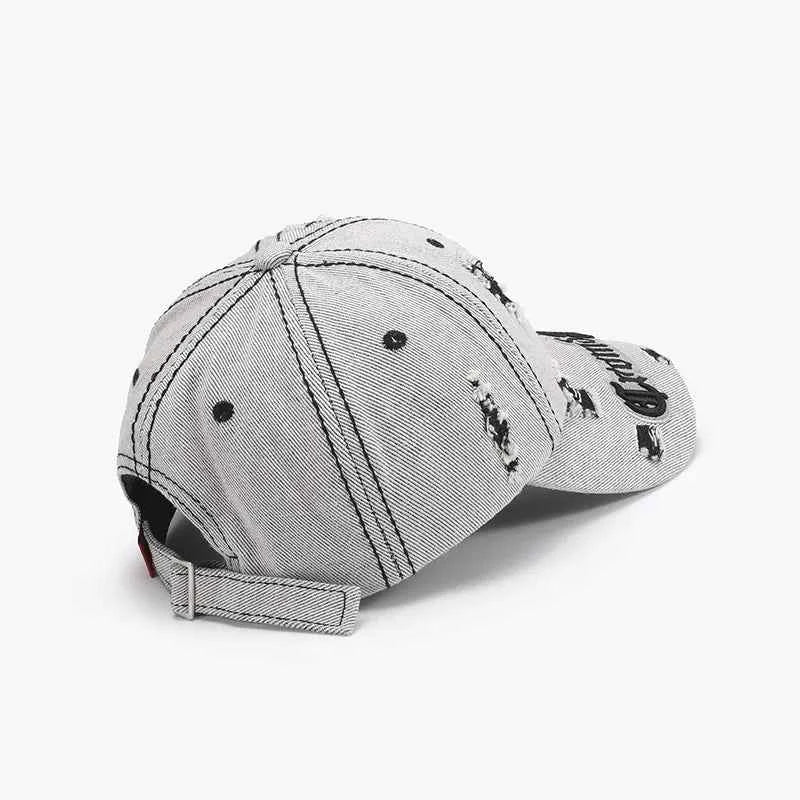 Distressed Letter Embroidered Baseball Cap