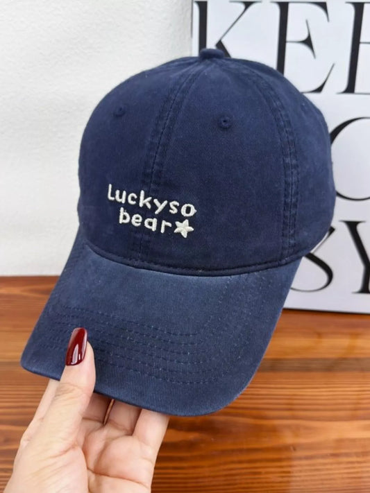 Khaki Luckyso bear cotton cap casual view