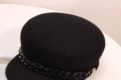 Women’s Chain Detail Wool Baker Boy Caps
