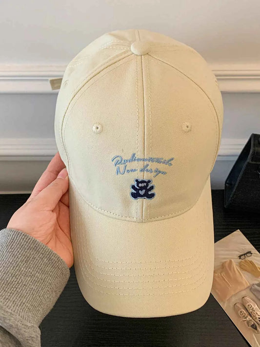 Unisex heritage washed embroidered baseball cap - beige front view