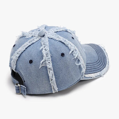 Black raw hem baseball cap casual side profile