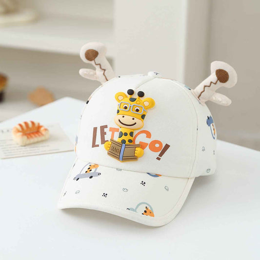 Kids Beige 3D Giraffe Cartoon Baseball cap front view