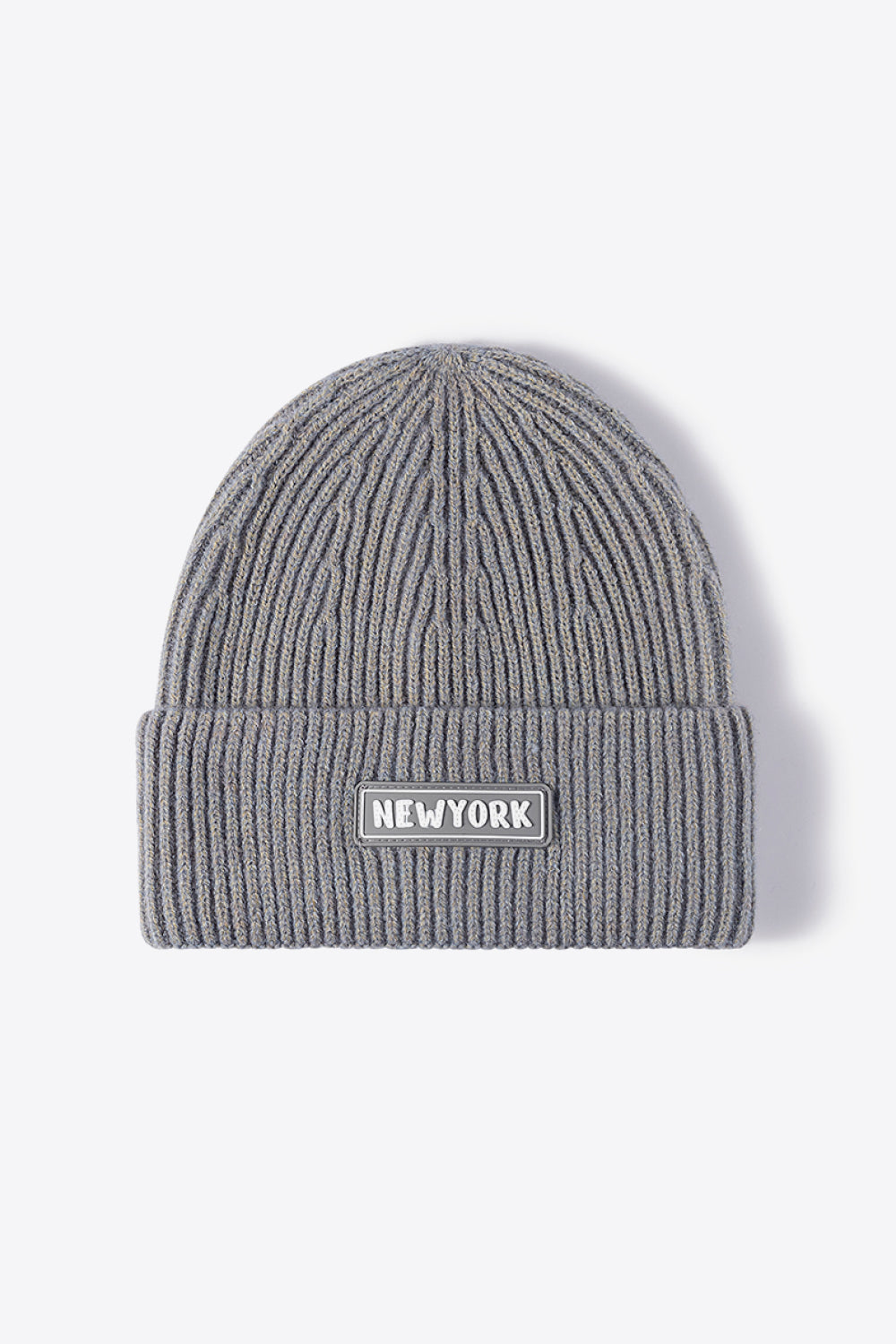 Rib-knit cuffed beanie folded brim texture