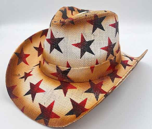 Unisex 03 Western Printed Straw Cowboy Hat fit detail