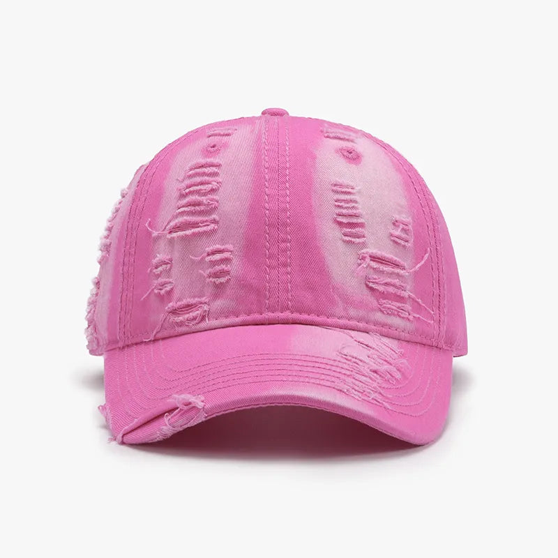 Distressed cap adjustable back closure detail